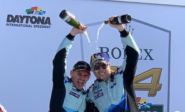 Lally on Podium at Daytona 24